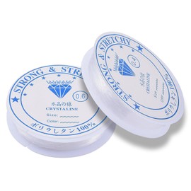 Rubber Thread for Bracelets, 2 Pieces Jewellery Thread, 0.4 mm and 0.6 mm Bracelet Elastic Band for Bracelets, Elastic Cord for Pearl Jewellery Bracelets Crafts, Perlon Thread Transparent