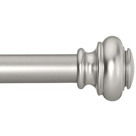 SIMEWIN Heavy Duty Curtain Rods for Windows 66 to 120 Inches, 1 Inch Silver Curtain Rods for Bedroom, Living Room, Patio, Kitchen, Adjustable Curtain Rods with Classic Finials, Silver Finishing