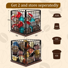 NutroLab Coffee Pod Holder Basket-Sturdy Coffee Pod Holder Organizer Large Capacity Storage Basket for Kitchen Countertop Office Desktop