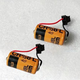 KANGLEUS (2-Pack) CR2/38-L Battery Compatible 2000mAh for Fuji CR2/3 8.L 3V PLC Lithium Battery FDK CR2/38.L with Black Plug