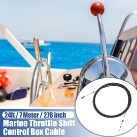 uxcell 2pcs 24ft 276 Inch Marine Type 3300/33C Throttle Shift Remote Control Box Cable W/Clevis for Yamaha Outboard Engine Boat Motor Steering System Black