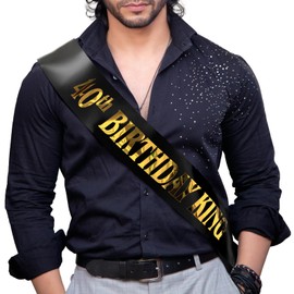 GODAYS Happy 40th Birthday Decorations for Men, Black Gold 40th Birthday King Sash Party Decorations Supplies