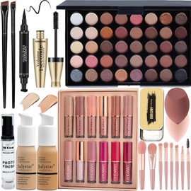 SONGQEE All in One Makeup Kit, Contains 40 Colours Eyeshadow Palette, Foundation & Face Primer, Lipstick Set, Eyebrow Soap, Makeup Sponge, Gift Set for Women