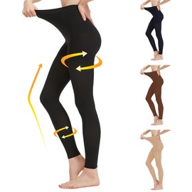 MGANG Medical Compression Pantyhose for Women & Men, Footless Waist High Compression Stockings Opaque, 15-20 mmHg Support Pantyhose, Firm Support Hose for Edema, Varicose Veins, Nursing, Black S