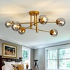 SZXYKEJI 6-Lights Glass Globe Chandelier Modern Flush Mount Ceiling Light
