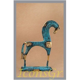Ancient Greek Bronze Museum Statue Replica of Horse From Geometric Era (182)