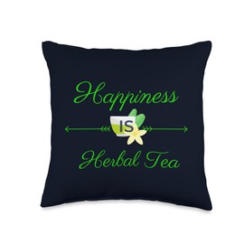 Happiness is Herbal Tea Funny Tea Lovers Design Throw Pillow
