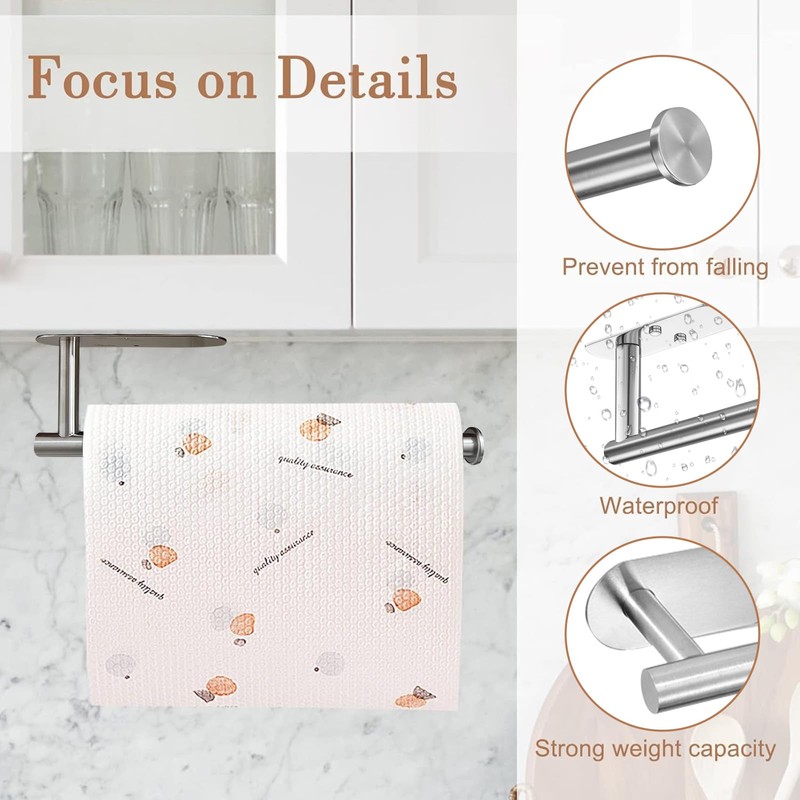 Paper Towel Holder Under Cabinet - Bjiotun Adhesive Paper Towel