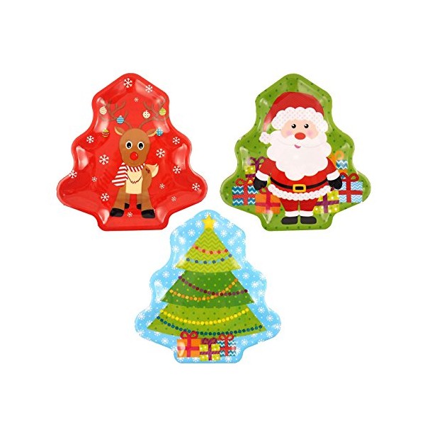 Assorted Melamine Christmas Tree Trays 32cm - Set of 3
