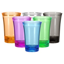HARFINGTON 6pcs Shot Glasses 1.2oz Polystyrene Shot Glasses Ombre Multicolored Shot Glasses Bulk for Cocktail Round Shot Glasses Spirits Liquors, Colourful
