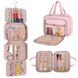 Fasrom Hair Accessories Organiser for Girls, Storage Bag for Hair Bows, Hair Clips, Scrunchies and Scrunchies, Pink (Empty Bag)