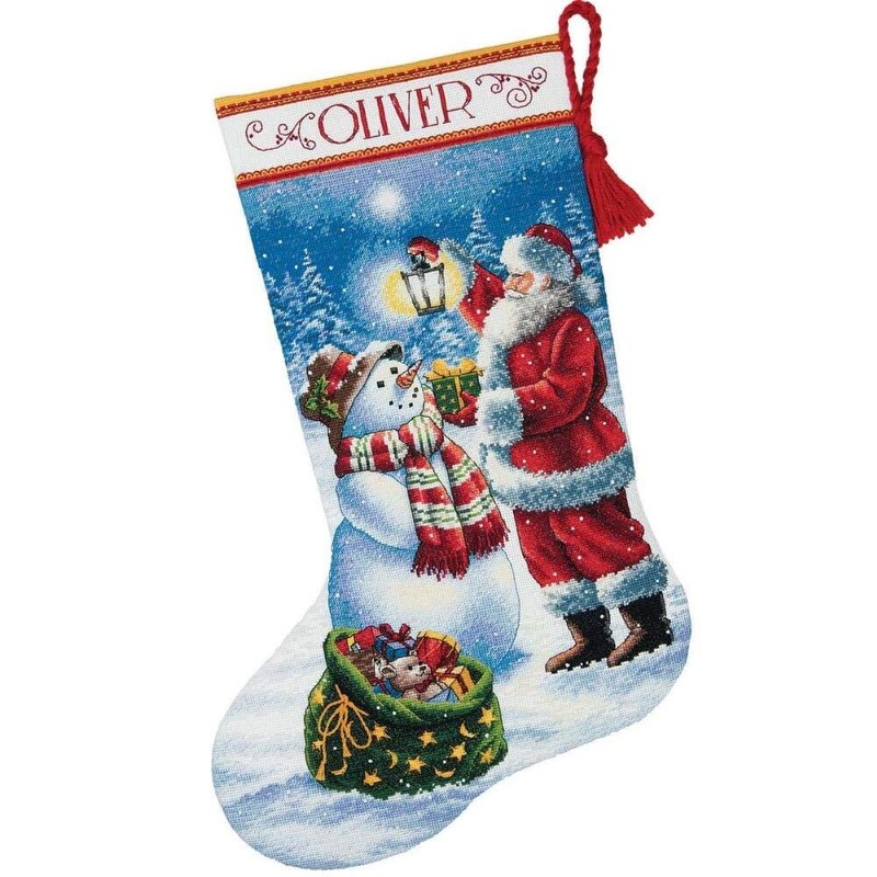 DIMENSIONS 70-08952 Counted Gold Collection Stocking: Holiday Glow, Aida, White,
