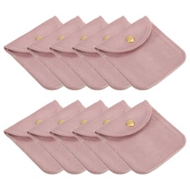 PATIKIL Jewelry Pouch, 20 Pack 3 x 3 Inch Soft Velvet Pouches with Snap Button Portable Storage for Rings Necklace Bracelet Earring Watch, Pink