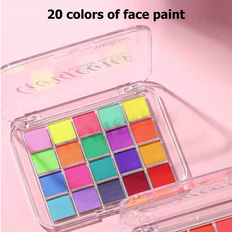 KARLOR Face Paint Palette, 20 Colourful Make-Up Colours, Neon Make-Up,