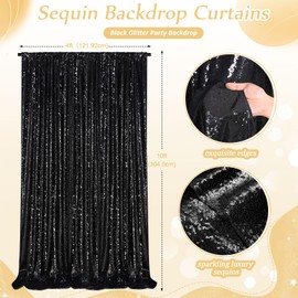 Black Sparkle Backdrop Curtain 4ftx10ft Photo Backdrop Drapes Wedding Party Photography Background