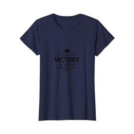 Jesus Won: Victory in Jesus Inspirational Christian Faith T-Shirt, Women, Navy Blue