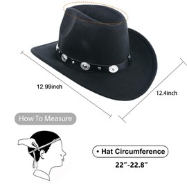 Aegistus Cowboy Hat for Men Women Western Cowgirl Hats Felt Fedora Hat Cowboy Costume Black