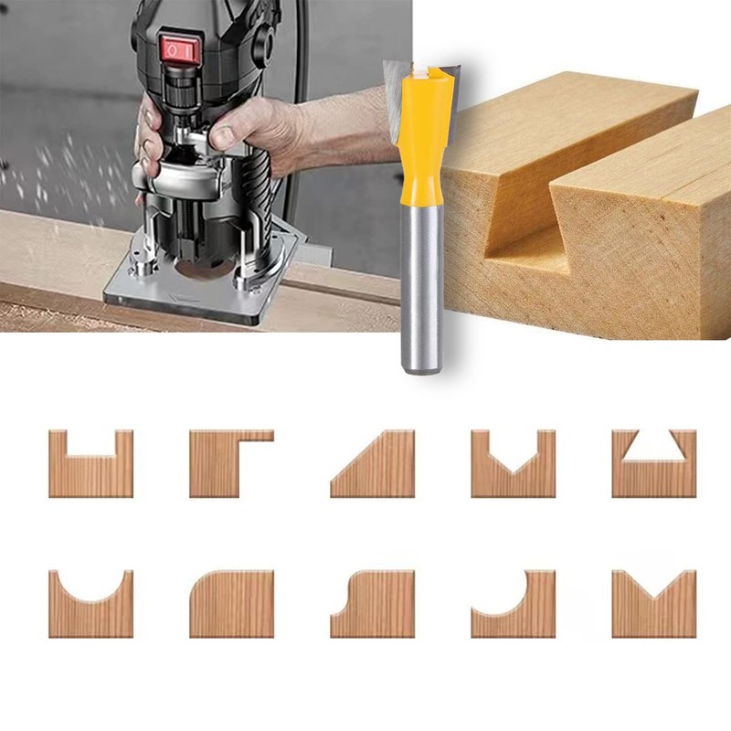 HPMAISON 12-Piece Cutter Set for Routers, Cylindrical Shank 8 mm,