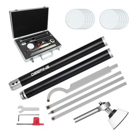 DEEFIINE Carbide Tip Wood Lathe Turning Tool set With Bowl Sander, Lathe Roughing and Finishing Hollowing Tool Interchangeable Aluminum Alloy Handle with 4pcs Carbide Inserts For Woodturning（Black）