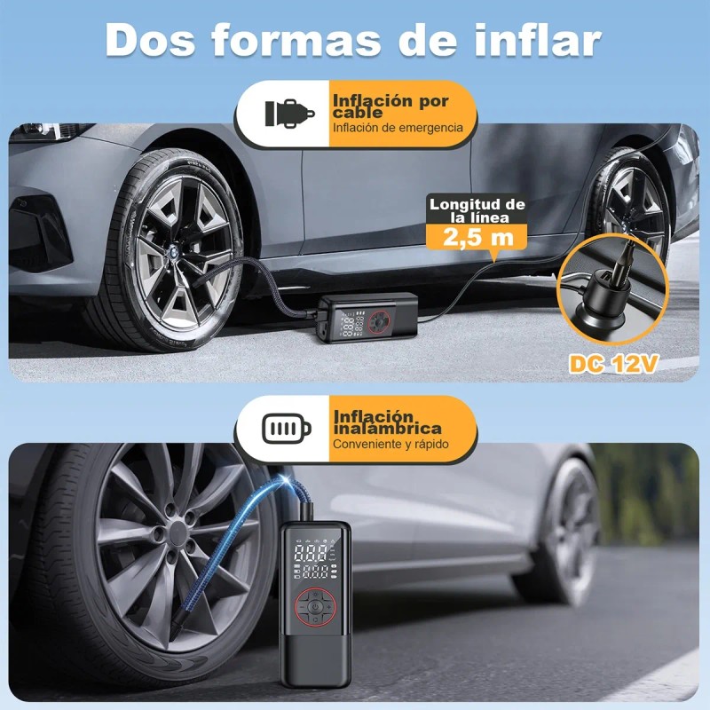 Compresor Aire Bomba Inflador Por Llanta Auto 150psi 7500mah