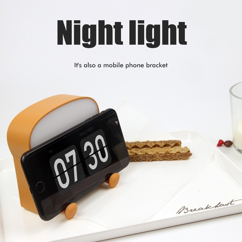 Cute Cartoon Night Light Toast Bread LED Night Lamp Rechargeable