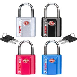 Forge Small Size TSA Approved Luggage Locks. Key Locks for Travel. Ultra Secure Dimple Key Travel Locks Alloy Body Luggage Locks. 4 Color Pack.