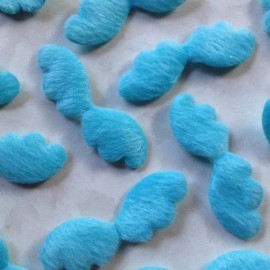 Blue wings  DIE CUTS - BLUE ANGEL WINGS FUZZY THICK PILLOW WINGS 12 PC BABY BOY 2 1/4"x3/4"