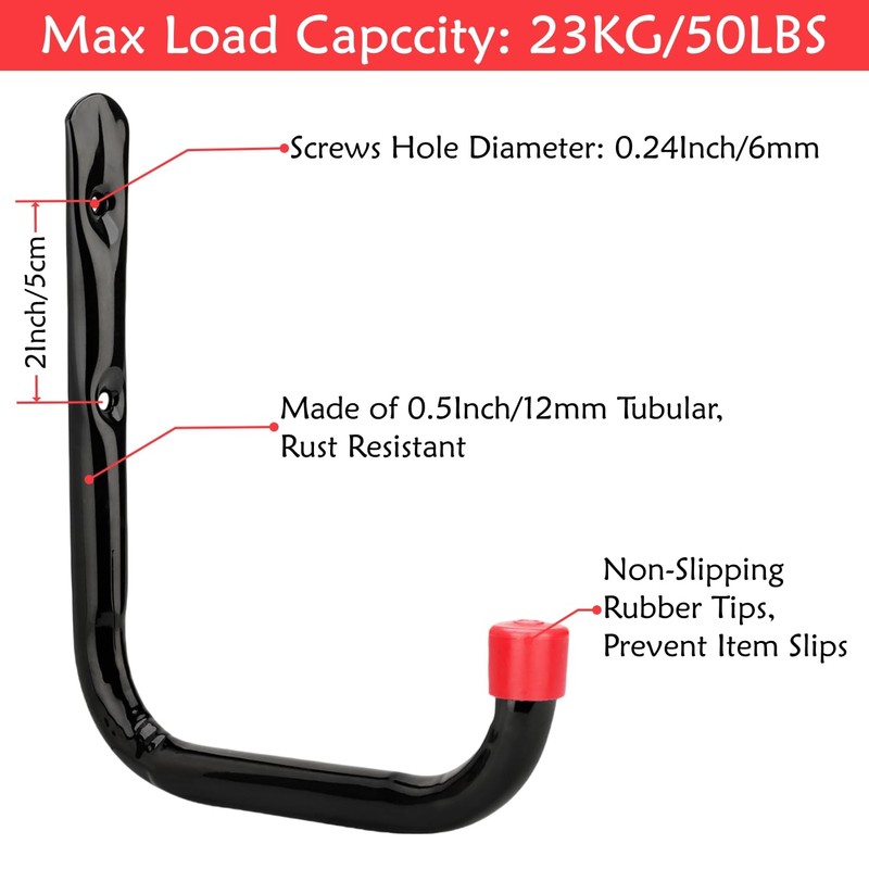 Garage Wall Hooks, 8 Pack Ladder Storage Hooks, Heavy Duty