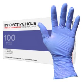INNOVATIVE HAUS Indigo Nitrile Exam Gloves. Powder Free, Latex Free, Disposable. Ideal for Medical, Food Handling, Cleaning. Extra Large - 100 Pack