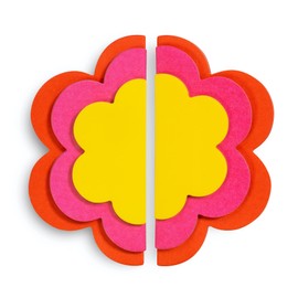 ban.do Yellow/Pink/Red Flower-Shaped Sticky Notes, Fun Office Supplies Set Includes 6 Sticky Note Pads and 300 Sheets, Flower