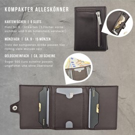 Slim Wallet with Coin Pocket, Black (black synthetic leather), coin purse