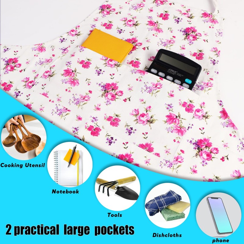 LOLOMLO Oversize Canvas Cotton Apron, Extra Large Aprons with 2