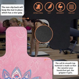 HUNKEN 100 * 60cm Non-Slip Pilates Reformer Mat Towel, Pilates Reformer Cover with Great Grip, Easy to Wash Light Weight Portable, Extra-Thick (Pink)