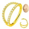 Popuhoops 18G 12mm Gold Double Open Stack CZ Nasenring Reifen