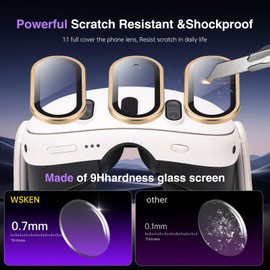 Camera Lens Protector for Oculus Meta Quest 3 Accessories, Thin 9H Tempered Glass, Alloy Frame, Anti-Scratch, Camera Screen Protector Cover, Case Friendly, High Definition Lens Accessories, Silver+Golden