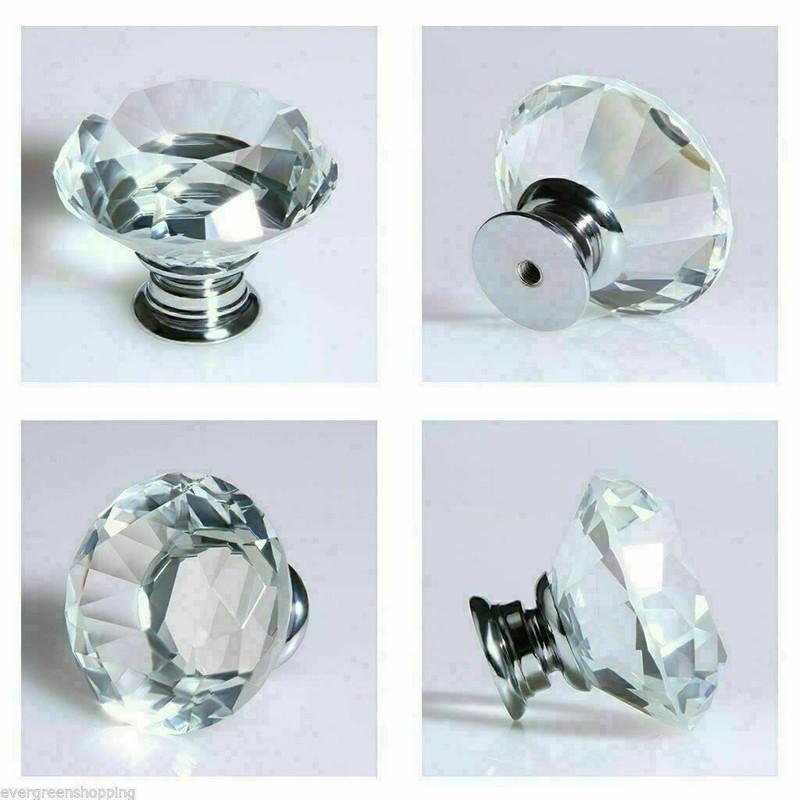 Taps2Traps Pack of 6 x Large Crystal Diamond Glass Door