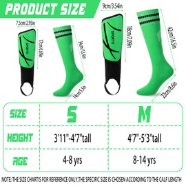 VercanMonth Soccer Shin Guards and Socks Kids Youth Lightweight Soccer Pads Defender with Ankle Protection Ski Shin Guards Football Equipment for Age 4-14 Toddler Boys Girls Teens(Medium,Green)