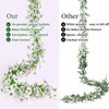 Eucalyptus Garland with White Petunias Flowers Fake Flowers,6FT-2Pcs