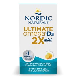 Nordic Naturals Ultimate Omega‑D3 2X 1120 mg / 1000 IU – Lemon Flavor, 60 Mini Soft Gels – High‑Strength Omega‑3 + Vitamin D3