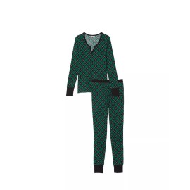 Victoria's Secret Victorias Secret Christmas Green Plaid Long Thermal PJ Set S Small NEW Vs7