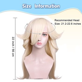 ColorGround Long Wavy Blonde Princess Cosplay Wig for Women Halloween Party Costume (Big Size)