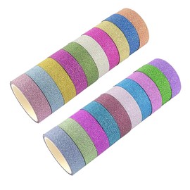 Jeeshvan Glitter Washi Tape,Colored Masking Tape, Metallic Color DIY Craft Decorative Tapes,Craft Tape Set for Arts Crafts, Labeling, Scrapbooking Supplies, Gift Wrapping, Party Supplies- 20 Rolls ﻿﻿