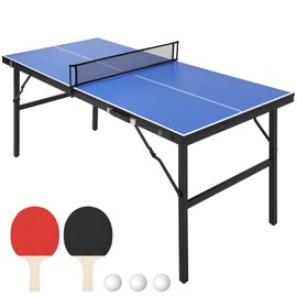 GarveeLife Portable Ping Pong Table, Indoor/Outdoor Ping Pong Table for Adults/Teens, Table Tennis Table with 2 Table Tennis Paddles and 3 Balls, 5 Minute Assembly, 60 x 26 x 27.5 Inch