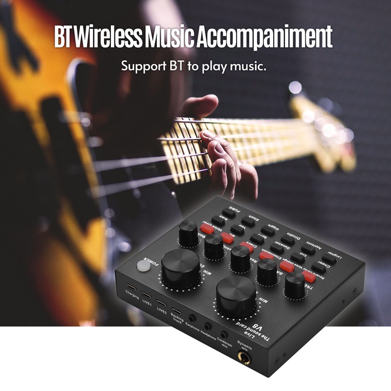 Multifunctional Live Sound Card for Singing/Live Broadcasting/ Recording Voice and