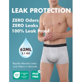 AIRCUTE Incontinence Underwear for Men 62ml Bladder Leak Protection Washable Reusable Boxer Briefs 5 Pack (Large, 5 Colors)