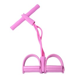 Pedal Stretch Resistance Band, 4 Tube Elastic Yoga Pedal Stretch Resistance Band for Abdominal/Waist/arm/Leg Stretch Slimming Training (Pink)