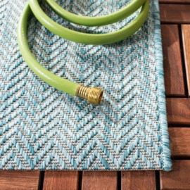 Safavieh Courtyard Collection CY8022 Indoor/ Outdoor Area Rug, 6'7" x 9'6", Aqua / Grey