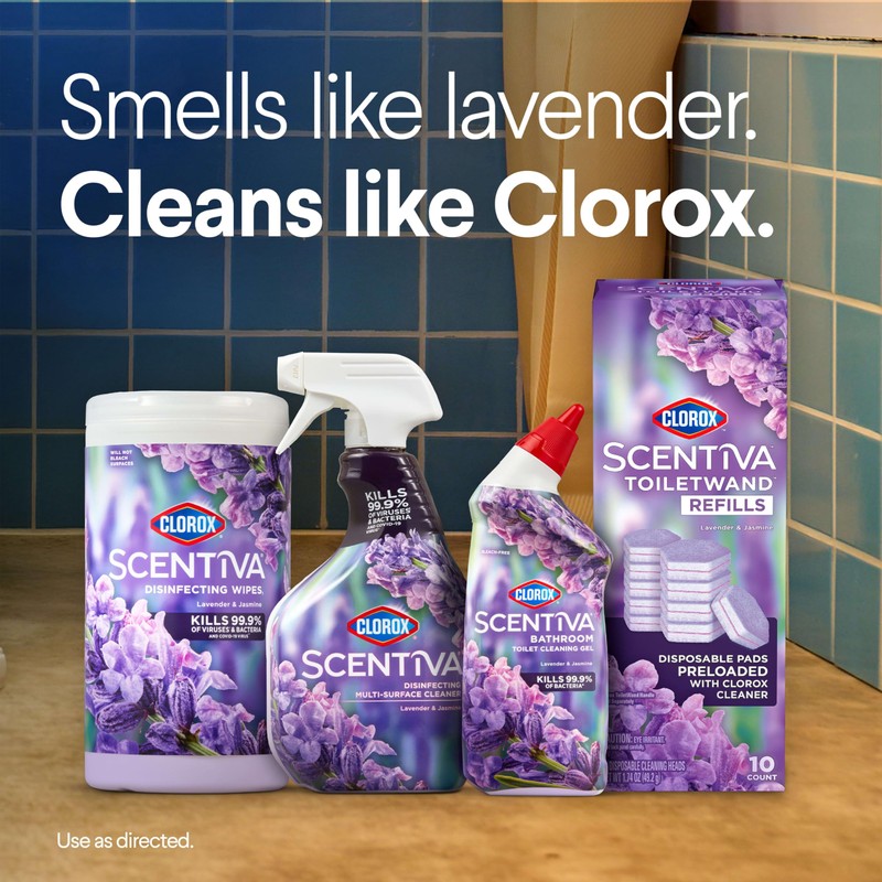 CLOROX Scentiva ToiletWand Toilet Cleaner Refills, Toilet brush, Lavender and