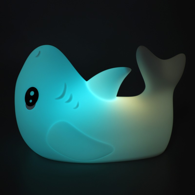 Night Light Silicone Cute Shark USB Rechargeable LED Colorful Night