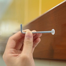 Boloest 60pcs Screw Hook Carbon Steel Galvanized L Shaped Hook Self Tapping Right-Angle Metal Screw Hook Square Heavy Shouldered Dresser Screw Cup Hook, for Indoor Outdoor Hanging(Silver)